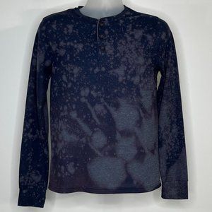 Men's acid wash navy blue thermal longsleeve T-shirt -